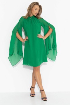 Платье зелёное шифоновое с акцентными рукавами Charutti(фото4)
