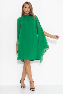 Платье зелёное шифоновое с акцентными рукавами Charutti(фото8)