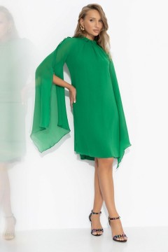 Платье зелёное шифоновое с акцентными рукавами Charutti(фото7)