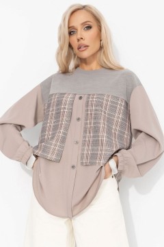 Свитшот комбинированный бежевый с имитацией рубашки Charutti