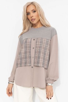 Свитшот комбинированный бежевый с имитацией рубашки Charutti(фото5)