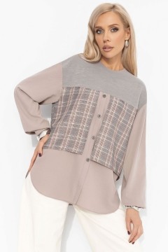Свитшот комбинированный бежевый с имитацией рубашки Charutti(фото3)