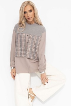 Свитшот комбинированный бежевый с имитацией рубашки Charutti(фото2)