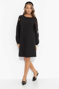 Платье чёрное нарядное с декором на рукавах Charutti(фото5)