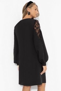 Платье чёрное нарядное с декором на рукавах Charutti(фото6)