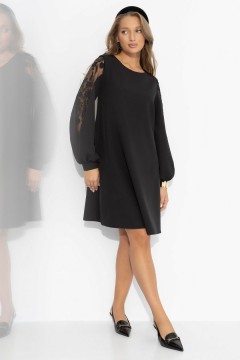 Платье чёрное нарядное с декором на рукавах Charutti(фото2)