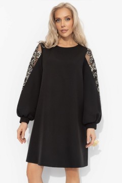 Платье чёрное нарядное с декором на рукавах Charutti(фото3)