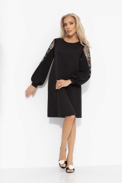 Платье чёрное нарядное с декором на рукавах Charutti(фото2)