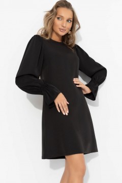 Платье чёрное комбинированное с шёлком Charutti