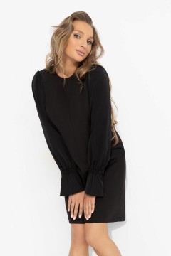 Платье чёрное комбинированное с шёлком Charutti(фото5)