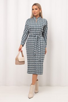 Платье бело-зелёное с поясом Кэнти №5 Valentina(фото5)