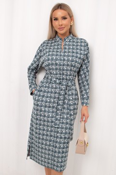 Платье бело-зелёное с поясом Кэнти №5 Valentina