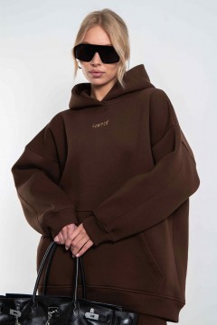 Худи оверсайз с начёсом коричневого цвета Kosmos