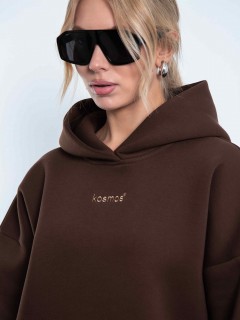 Худи оверсайз с начёсом коричневого цвета Kosmos(фото3)