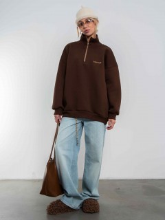 Свитшот на молнии из футера коричневого цвета Kosmos(фото2)