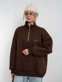 Свитшот на молнии из футера коричневого цвета Kosmos(фото3)