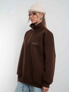 Свитшот на молнии из футера коричневого цвета Kosmos(фото6)