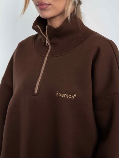 Свитшот на молнии из футера коричневого цвета Kosmos(фото5)