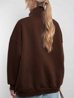 Свитшот на молнии из футера коричневого цвета Kosmos(фото7)