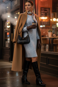 Платье вязаное голубого цвета Happychoice