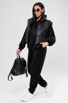 Костюм велюровый чёрный с брюками Iv-capriz