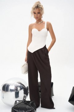 Брюки коричневые с высокой посадкой Elza