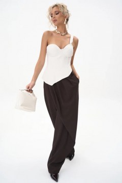 Брюки коричневые с высокой посадкой Elza(фото3)