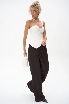 Брюки коричневые с высокой посадкой Elza(фото5)