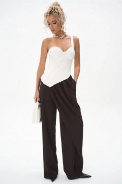 Брюки коричневые с высокой посадкой Elza(фото7)