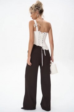 Брюки коричневые с высокой посадкой Elza(фото9)