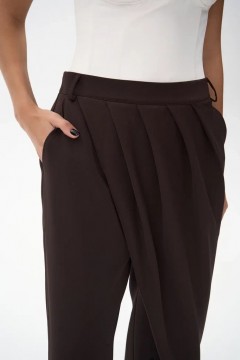 Брюки коричневые с высокой посадкой Elza(фото8)