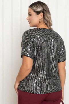 Блузка нарядная серебристая с пайетками Agata(фото7)