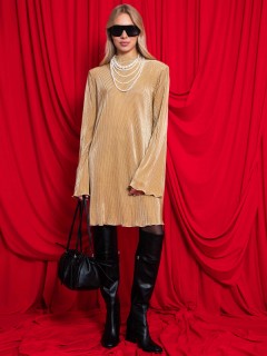 Платье из гофрированного трикотажа золотого цвета Kosmos(фото2)