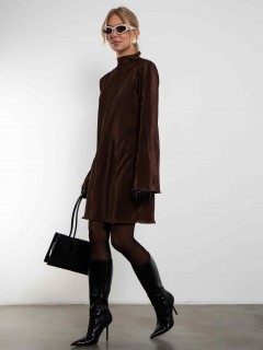 Платье из гофрированного трикотажа шоколадного цвета Kosmos(фото4)