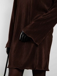 Платье из гофрированного трикотажа шоколадного цвета Kosmos(фото5)