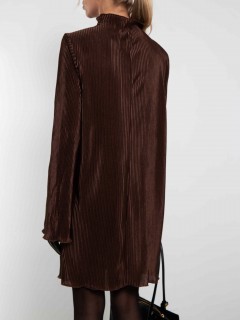 Платье из гофрированного трикотажа шоколадного цвета Kosmos(фото6)