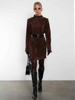 Платье из гофрированного трикотажа шоколадного цвета Kosmos(фото2)