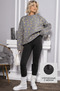 Лосины чёрные утеплённые в рубчик LT collection