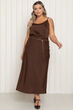 Юбка-макси из шёлка шоколадного цвета Agata