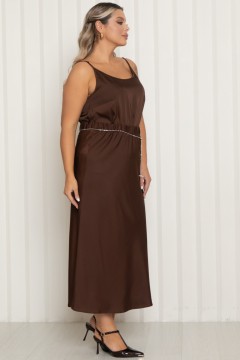 Юбка-макси из шёлка шоколадного цвета Agata(фото4)