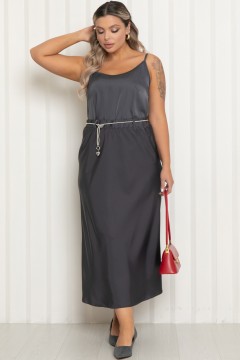 Юбка-макси из шёлка серого цвета Agata(фото4)