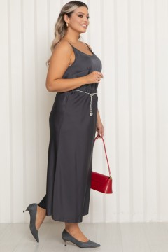 Юбка-макси из шёлка серого цвета Agata(фото5)