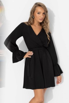 Платье мини шёлковое чёрное на запах Charutti