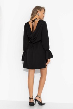 Платье мини шёлковое чёрное на запах Charutti(фото6)