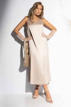 Платье‑комбинация бежевое из атласа Charutti