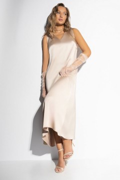 Платье‑комбинация бежевое из атласа Charutti(фото6)