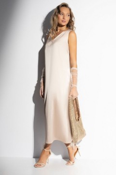 Платье‑комбинация бежевое из атласа Charutti(фото7)