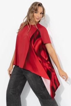 Футболка красная асимметричного кроя Charutti