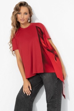 Футболка красная асимметричного кроя Charutti(фото3)