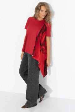 Футболка красная асимметричного кроя Charutti(фото2)